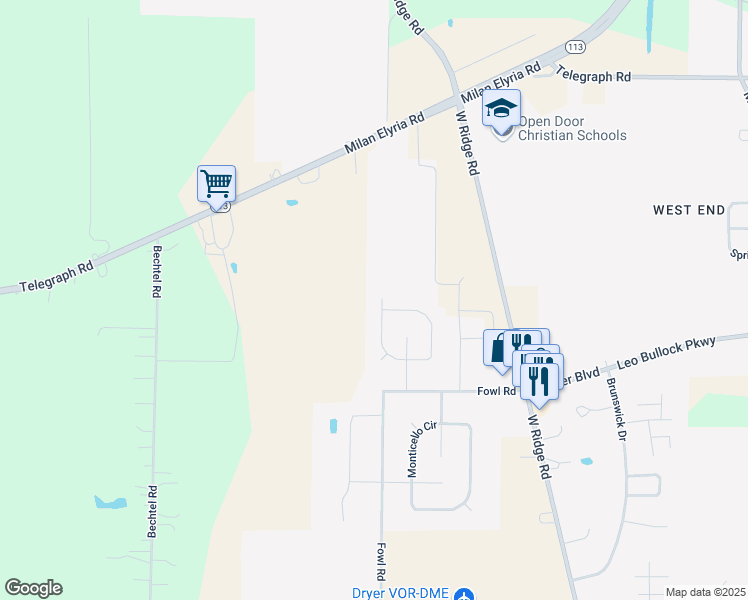 map of restaurants, bars, coffee shops, grocery stores, and more near 154 Potomac Drive in Elyria