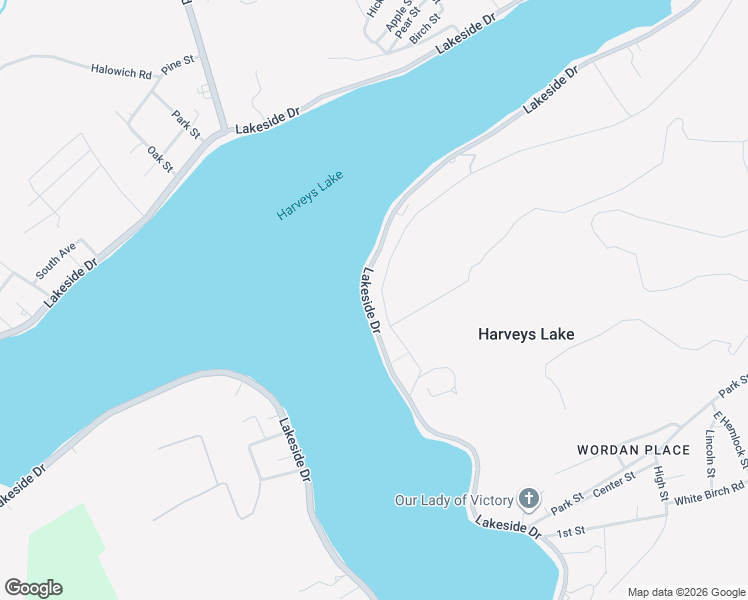 map of restaurants, bars, coffee shops, grocery stores, and more near L145-146 Lakeside Drive in Harveys Lake