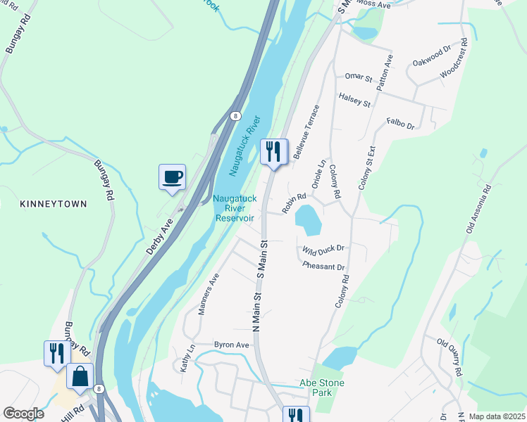 map of restaurants, bars, coffee shops, grocery stores, and more near 746 South Main Street in Seymour