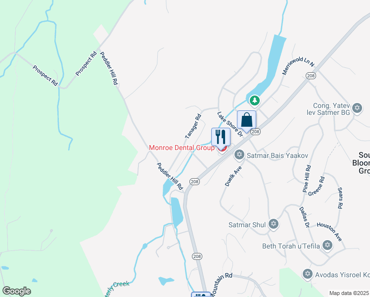 map of restaurants, bars, coffee shops, grocery stores, and more near 36 Tanager Road in South Blooming Grove