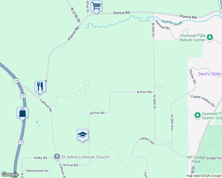 map of restaurants, bars, coffee shops, grocery stores, and more near 12008 North 40th Street in Omaha