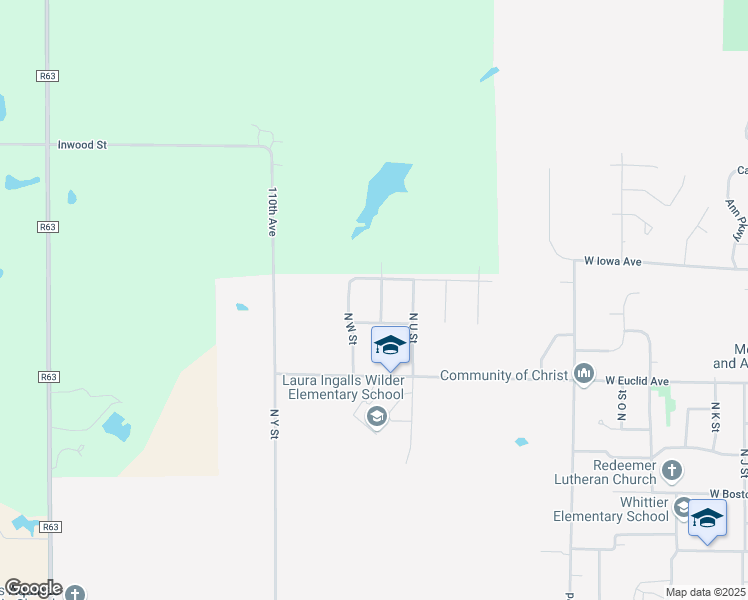 map of restaurants, bars, coffee shops, grocery stores, and more near 805 North V Street in Indianola