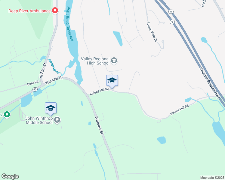 map of restaurants, bars, coffee shops, grocery stores, and more near 256 Kelsey Hill Road in Deep River