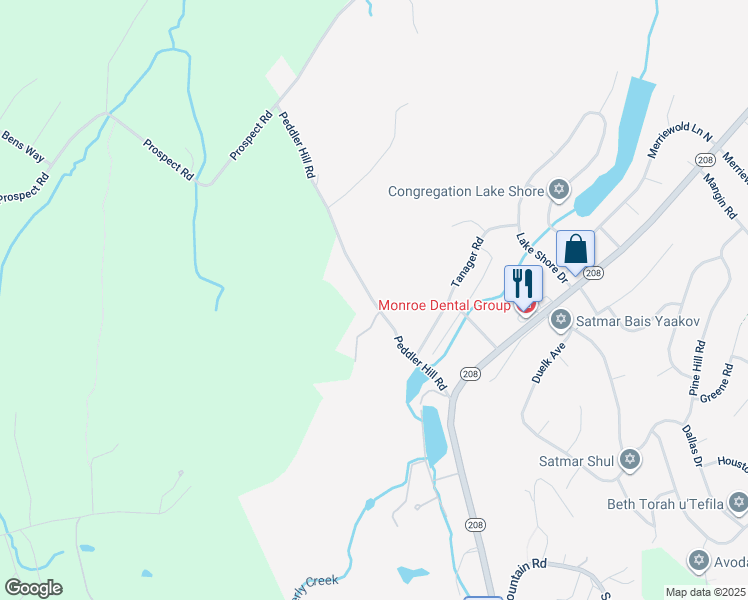 map of restaurants, bars, coffee shops, grocery stores, and more near 48 Peddler Hill Road in Monroe