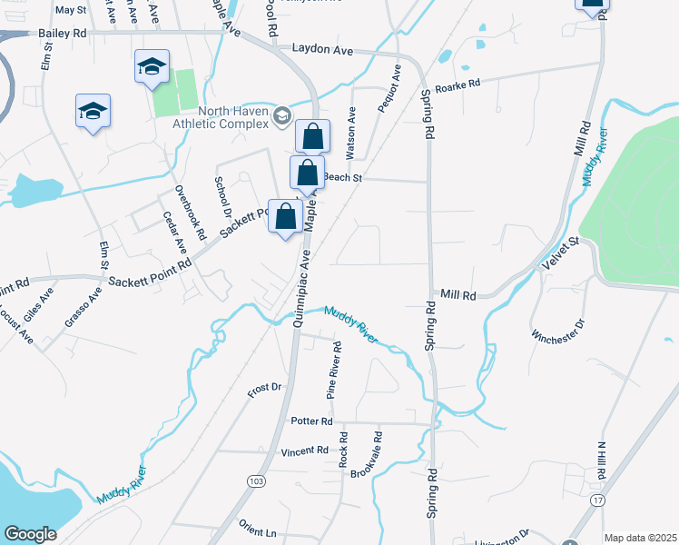 map of restaurants, bars, coffee shops, grocery stores, and more near 35 Locke Drive in North Haven