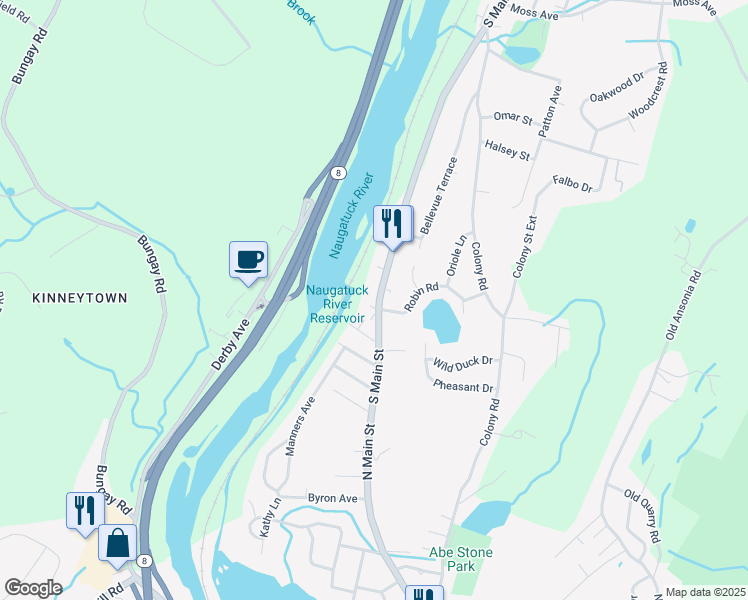 map of restaurants, bars, coffee shops, grocery stores, and more near 746 South Main Street in Seymour
