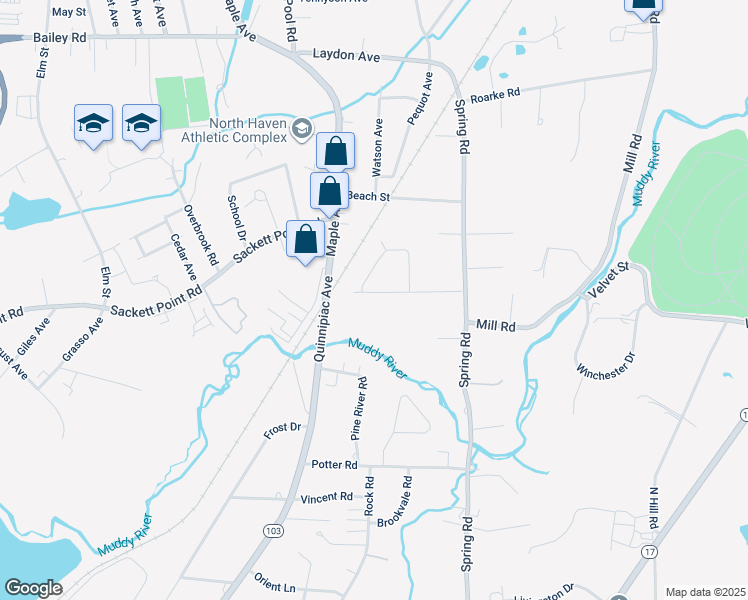 map of restaurants, bars, coffee shops, grocery stores, and more near 35 Locke Drive in North Haven
