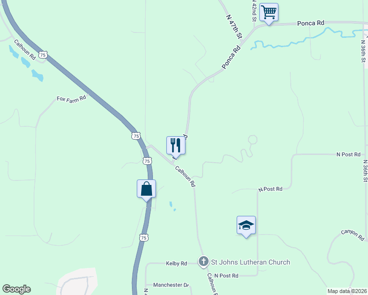 map of restaurants, bars, coffee shops, grocery stores, and more near 12011 Ponca Road in Omaha