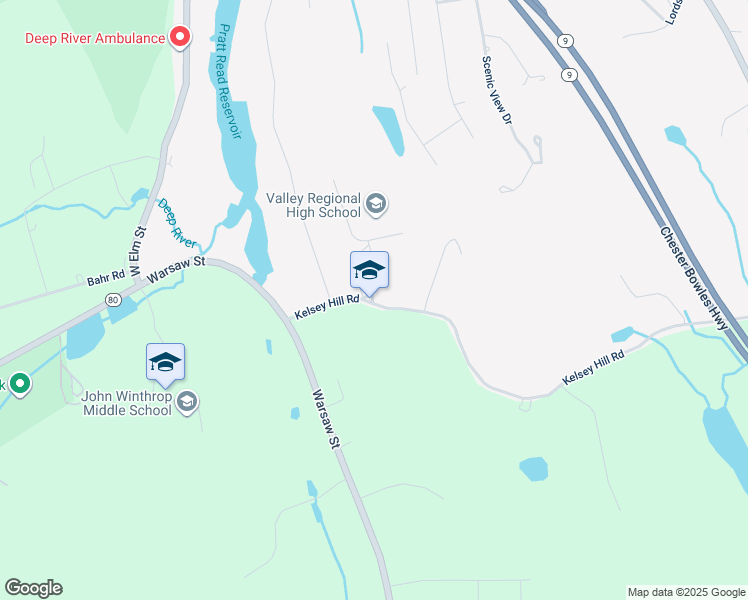 map of restaurants, bars, coffee shops, grocery stores, and more near 256 Kelsey Hill Road in Deep River