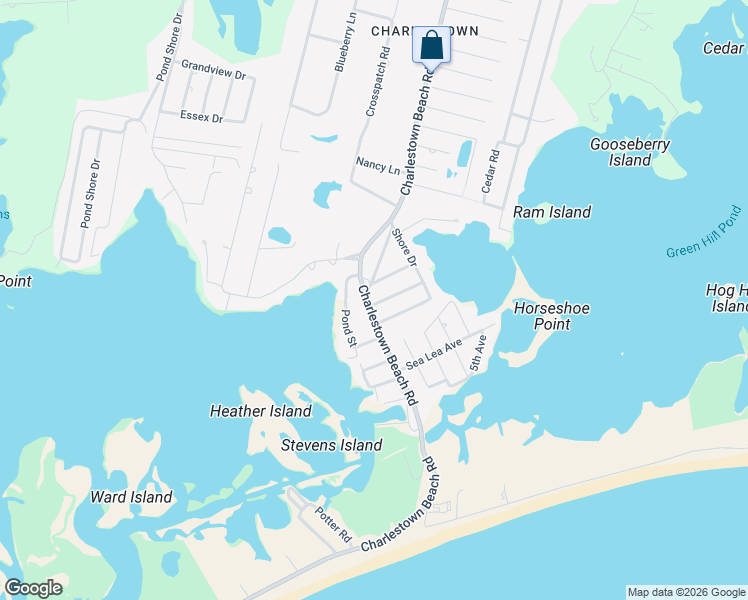 map of restaurants, bars, coffee shops, grocery stores, and more near 6 Allens Cove Road in Charlestown