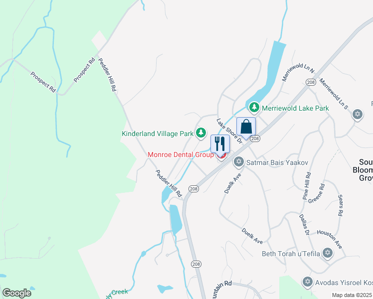 map of restaurants, bars, coffee shops, grocery stores, and more near 36 Tanager Road in South Blooming Grove