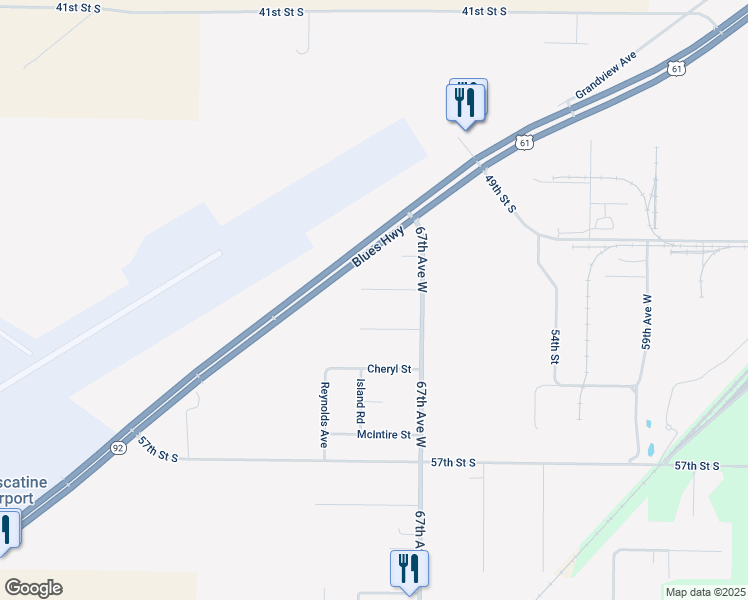 map of restaurants, bars, coffee shops, grocery stores, and more near 6814 51st Street South in Muscatine