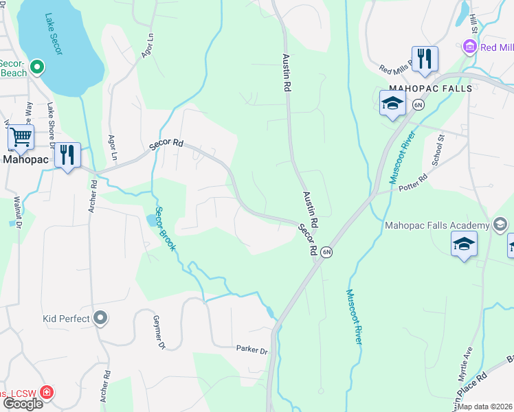 map of restaurants, bars, coffee shops, grocery stores, and more near 3 Lauro Ridge Court in Mahopac
