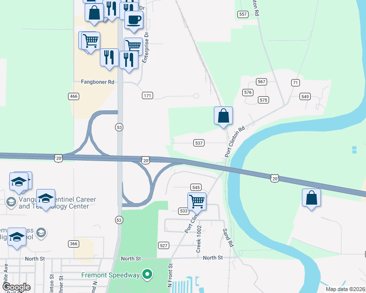 map of restaurants, bars, coffee shops, grocery stores, and more near 631 Elizabeth Street in Fremont