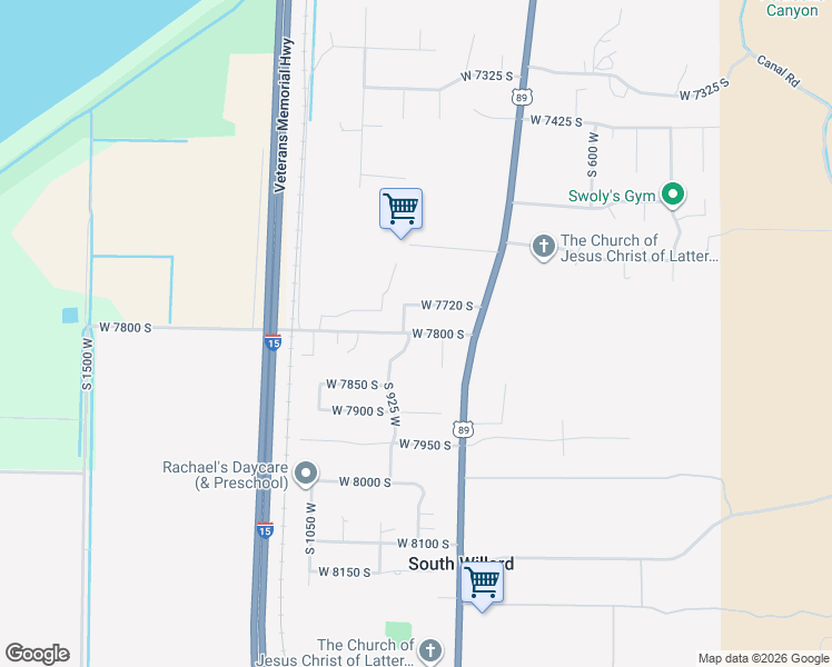 map of restaurants, bars, coffee shops, grocery stores, and more near 925 West 7800 South in Willard