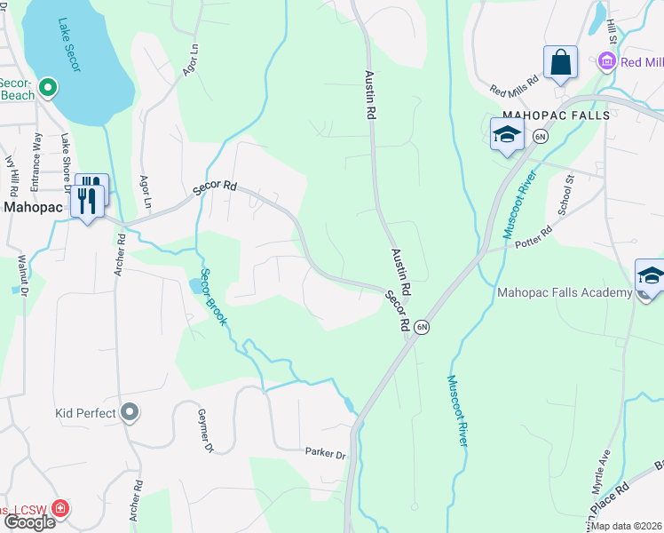 map of restaurants, bars, coffee shops, grocery stores, and more near 3 Lauro Ridge Court in Mahopac