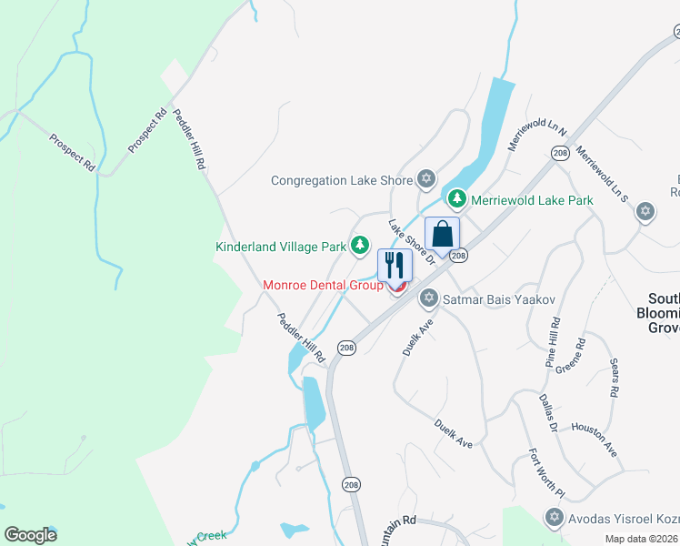 map of restaurants, bars, coffee shops, grocery stores, and more near 36 Tanager Road in South Blooming Grove