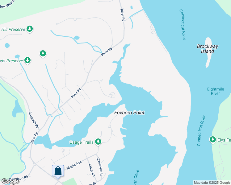 map of restaurants, bars, coffee shops, grocery stores, and more near 85 River Road in Essex