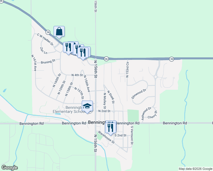 map of restaurants, bars, coffee shops, grocery stores, and more near in Bennington