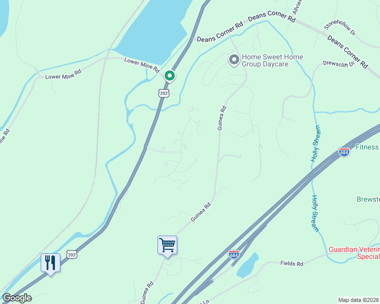 map of restaurants, bars, coffee shops, grocery stores, and more near 306 Stonewall Lane in Brewster