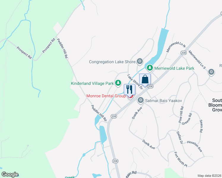 map of restaurants, bars, coffee shops, grocery stores, and more near 36 Tanager Road in South Blooming Grove