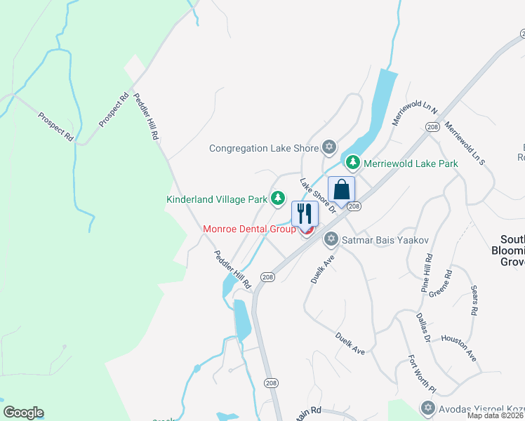 map of restaurants, bars, coffee shops, grocery stores, and more near 36 Tanager Road in South Blooming Grove