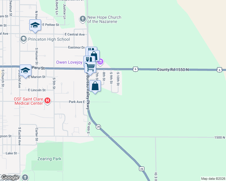 map of restaurants, bars, coffee shops, grocery stores, and more near 525 Fritz Drive in Princeton