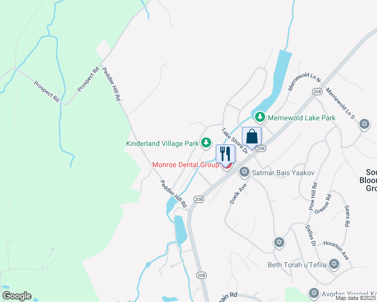 map of restaurants, bars, coffee shops, grocery stores, and more near 36 Tanager Road in South Blooming Grove