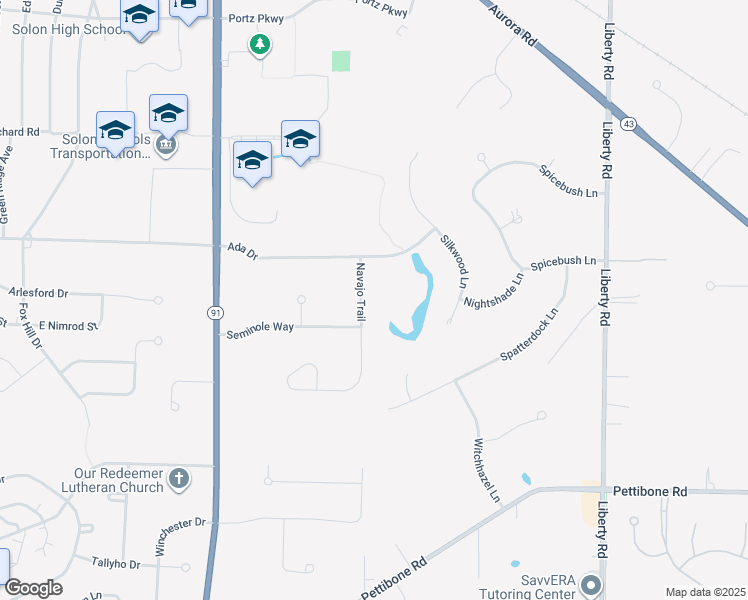 map of restaurants, bars, coffee shops, grocery stores, and more near 35050 Ada Drive in Solon