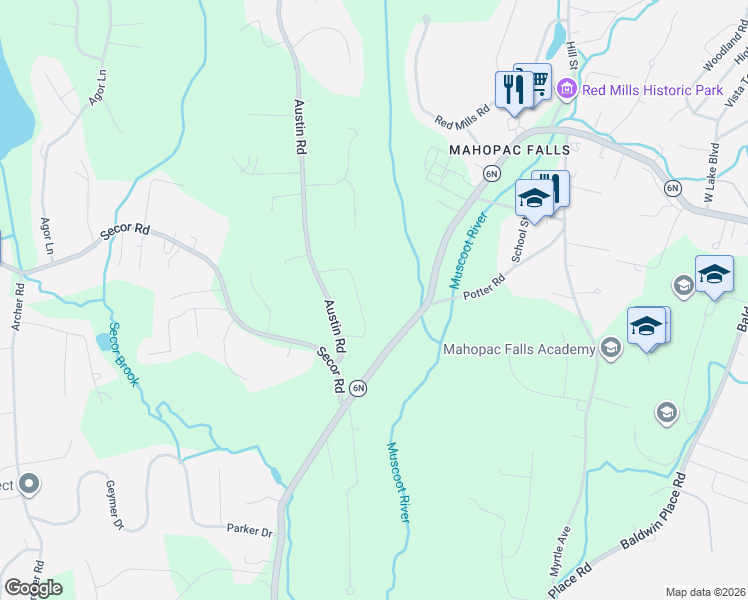 map of restaurants, bars, coffee shops, grocery stores, and more near 31 Hillside Avenue in Mahopac