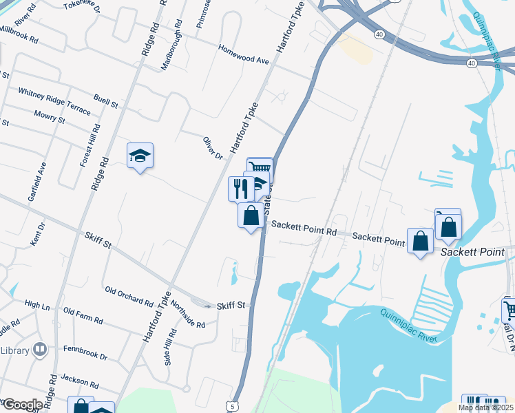 map of restaurants, bars, coffee shops, grocery stores, and more near 350 State Street in North Haven