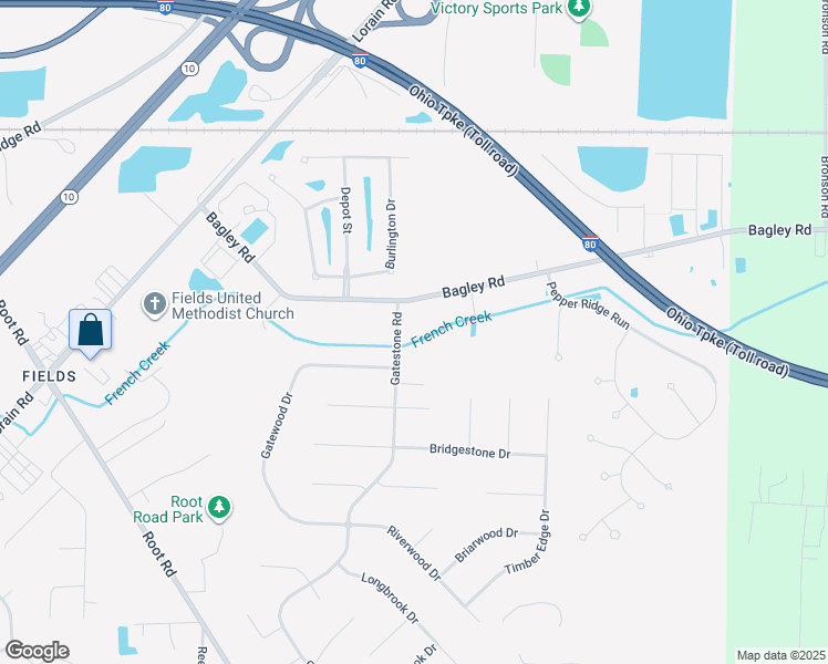 map of restaurants, bars, coffee shops, grocery stores, and more near 32717 Bagley Road in North Ridgeville