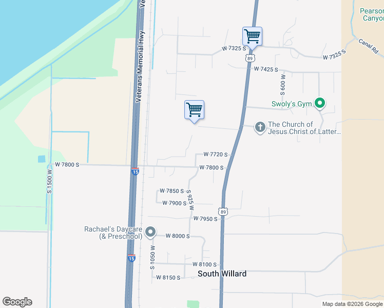 map of restaurants, bars, coffee shops, grocery stores, and more near 925 West 7800 South in Willard