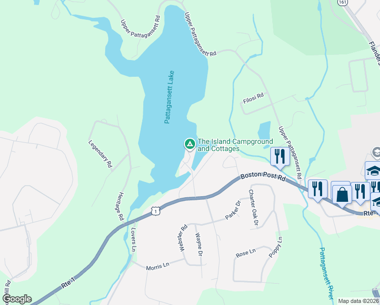 map of restaurants, bars, coffee shops, grocery stores, and more near 22 Islanda Court in East Lyme