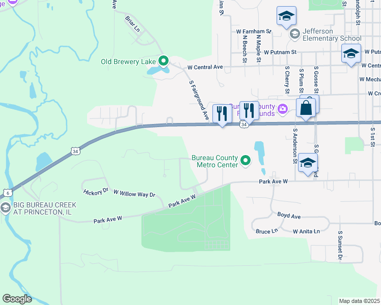 map of restaurants, bars, coffee shops, grocery stores, and more near 1023 Pheasant Ridge Lane in Princeton