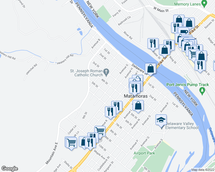 map of restaurants, bars, coffee shops, grocery stores, and more near 401 Avenue G in Matamoras