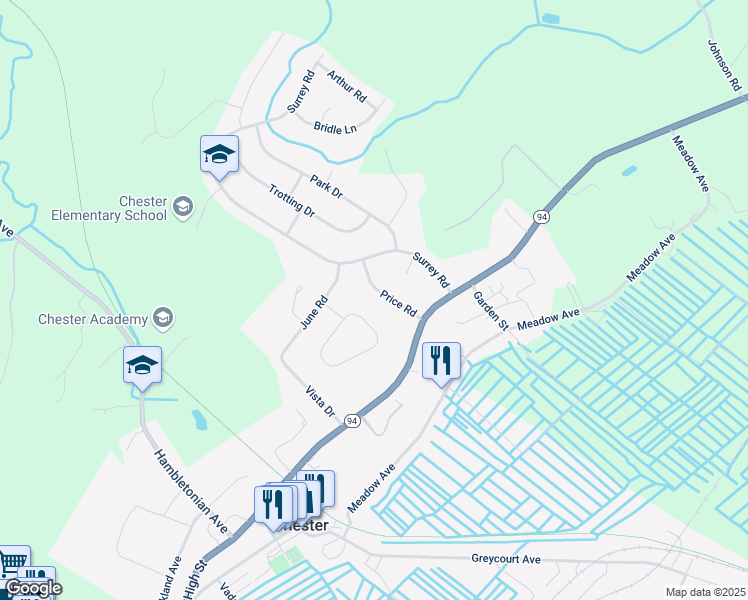 map of restaurants, bars, coffee shops, grocery stores, and more near 8 Price Road in Chester