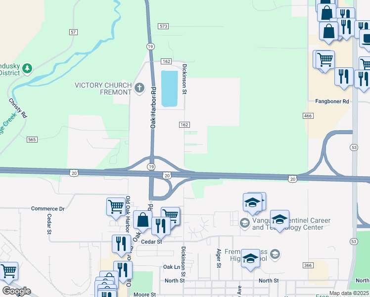 map of restaurants, bars, coffee shops, grocery stores, and more near 1801 Dickinson St in Fremont