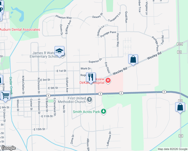 map of restaurants, bars, coffee shops, grocery stores, and more near 300 Melony Lane in Auburn