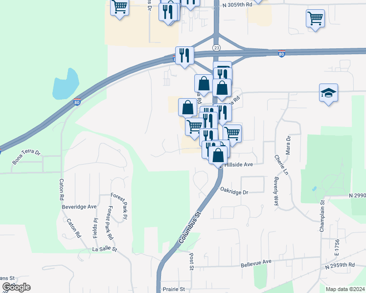map of restaurants, bars, coffee shops, grocery stores, and more near 2702 Deer Court in Ottawa