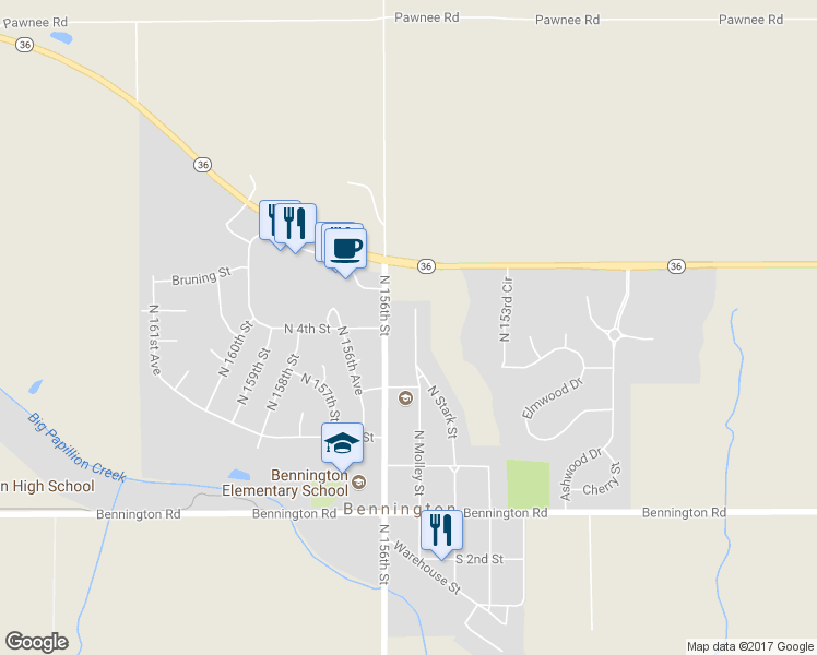 map of restaurants, bars, coffee shops, grocery stores, and more near 434 North Molley Street in Bennington