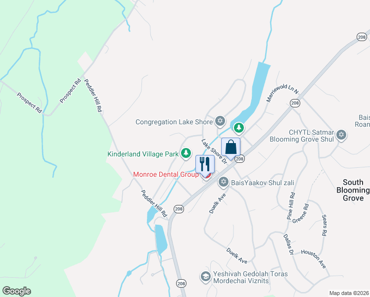 map of restaurants, bars, coffee shops, grocery stores, and more near 15 Tanager Road in South Blooming Grove