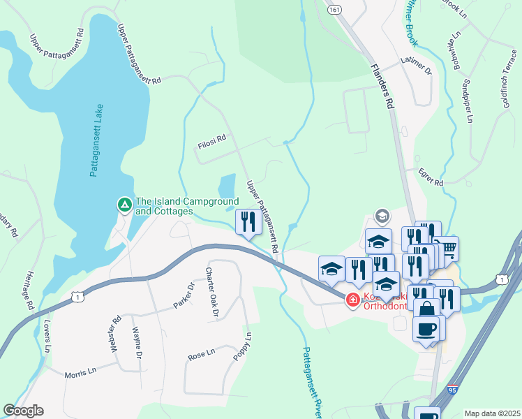map of restaurants, bars, coffee shops, grocery stores, and more near 32 Upper Pattagansett Road in East Lyme