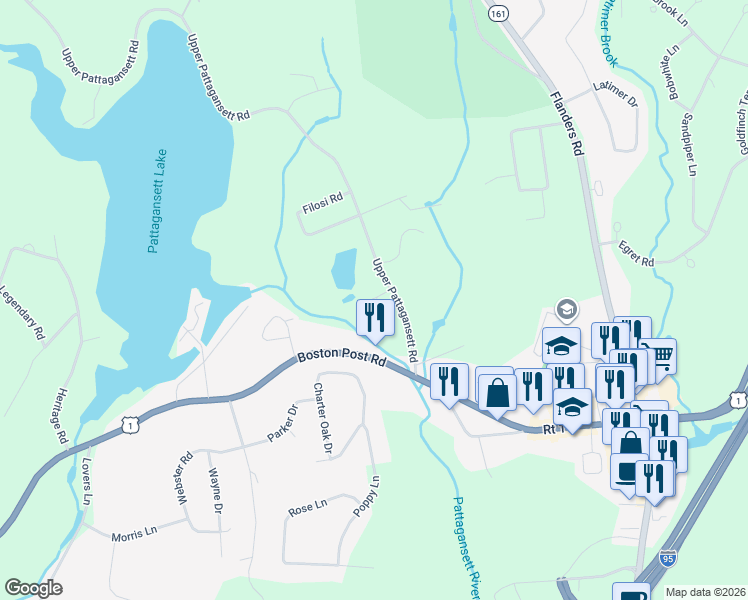 map of restaurants, bars, coffee shops, grocery stores, and more near 32 Upper Pattagansett Road in East Lyme
