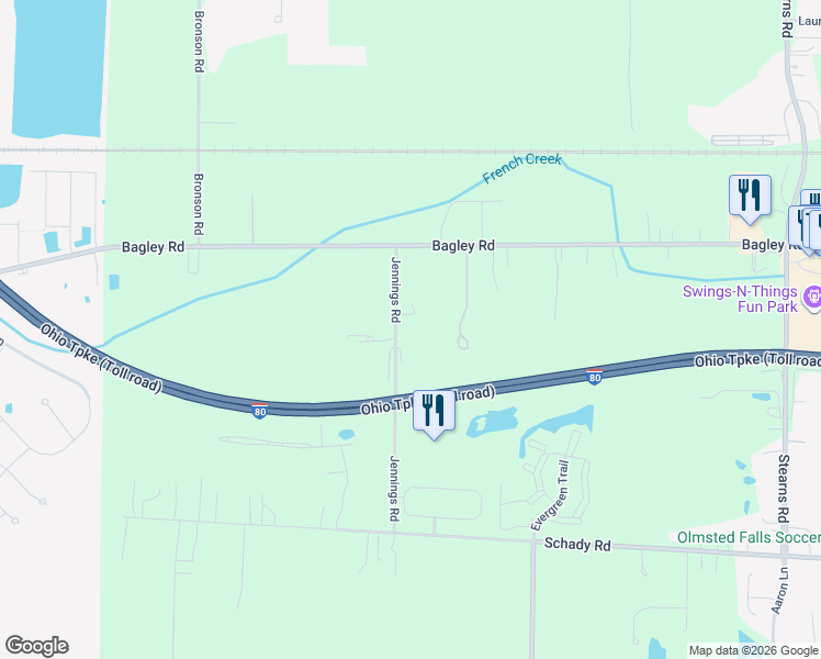 map of restaurants, bars, coffee shops, grocery stores, and more near 8353 Jennings Road in Cuyahoga County