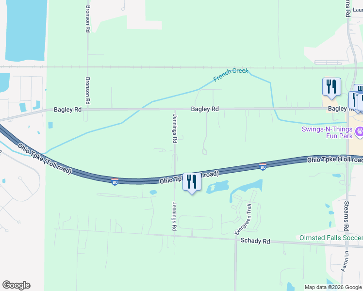 map of restaurants, bars, coffee shops, grocery stores, and more near 8353 Jennings Road in Cuyahoga County