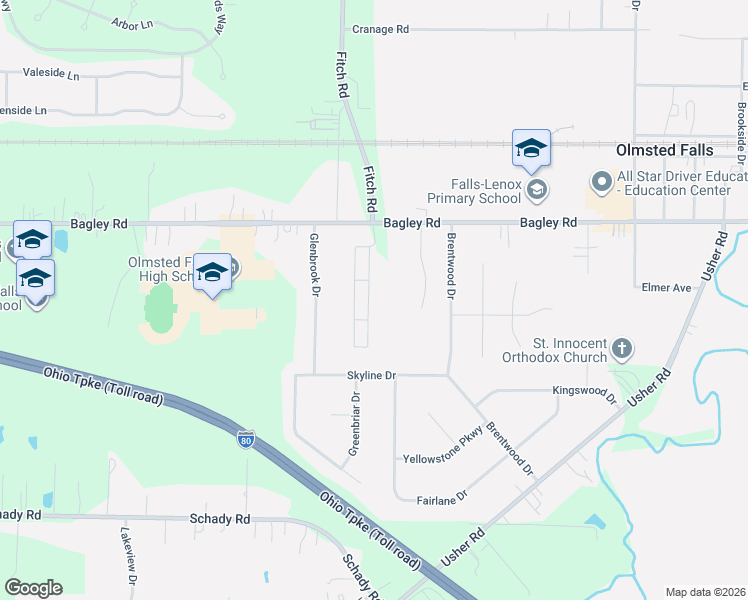 map of restaurants, bars, coffee shops, grocery stores, and more near 114 Irma Lane in Cuyahoga County
