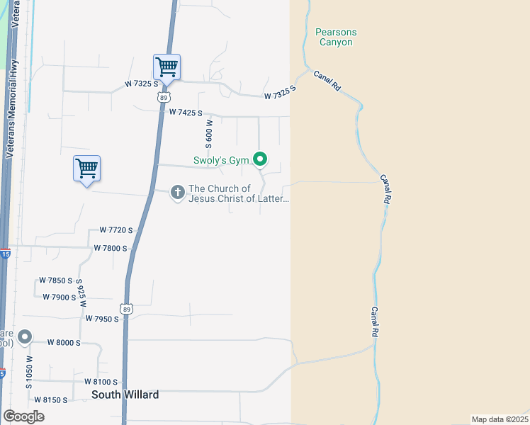 map of restaurants, bars, coffee shops, grocery stores, and more near 7639 South 475 West in Willard