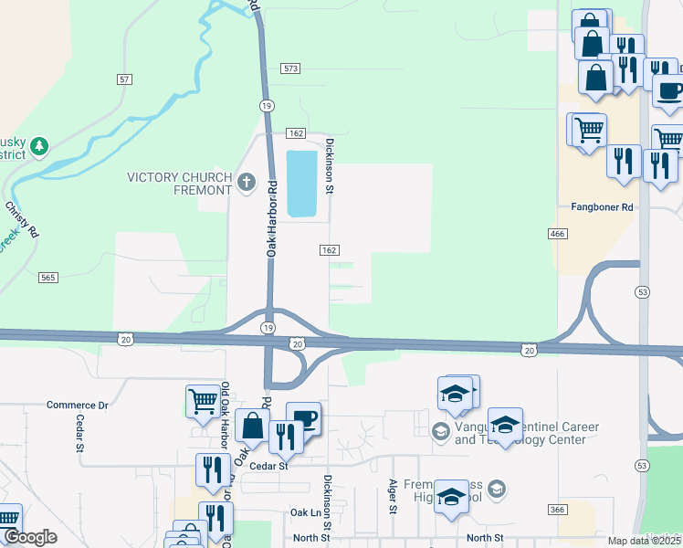 map of restaurants, bars, coffee shops, grocery stores, and more near 1801 Dickinson St in Fremont