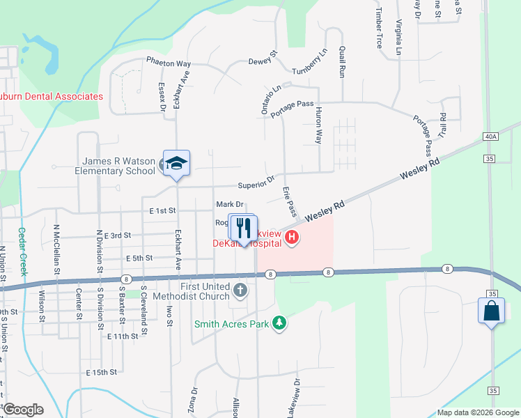 map of restaurants, bars, coffee shops, grocery stores, and more near 300 Melony Lane in Auburn